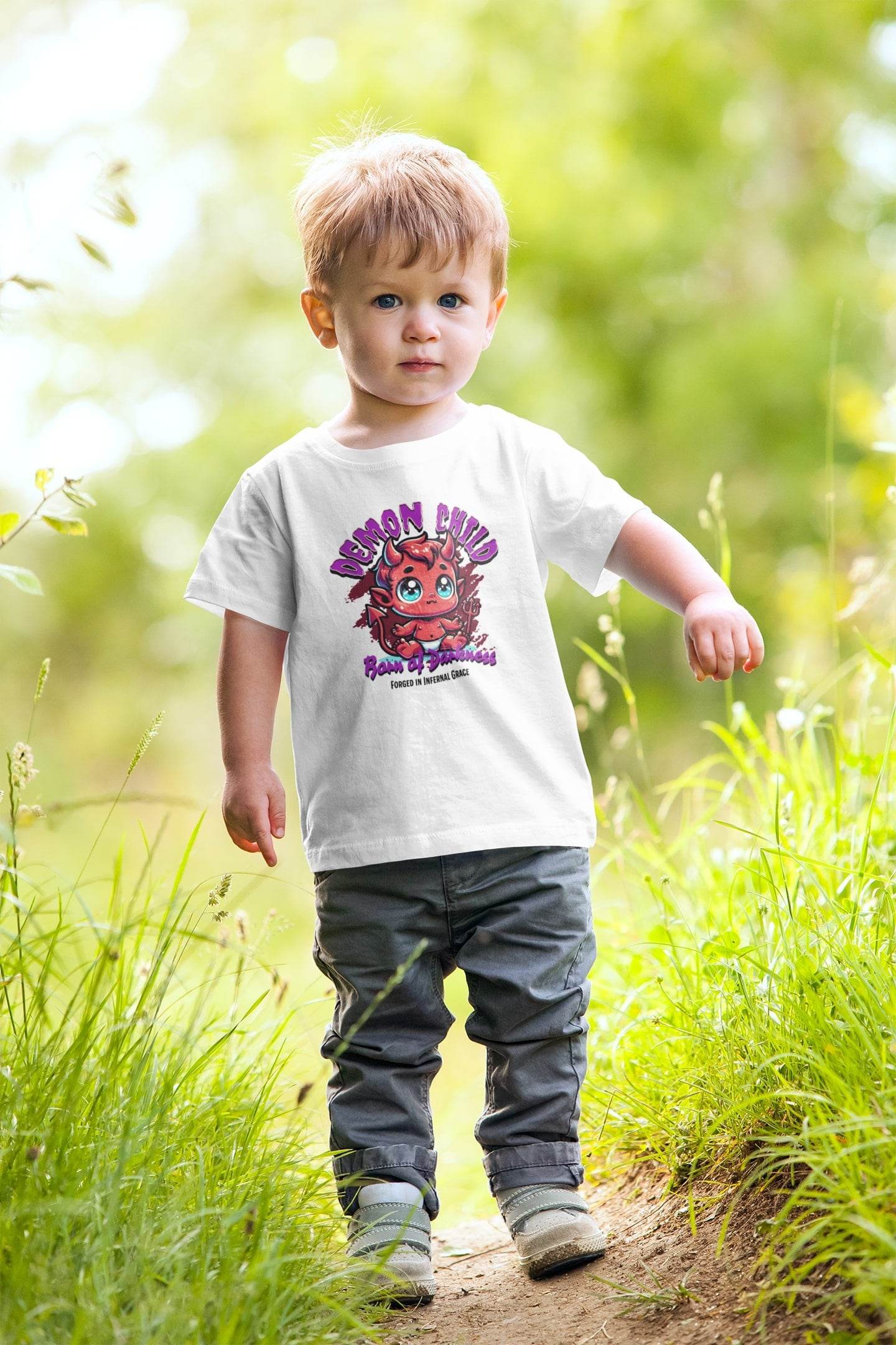 Demon Child Kids T-Shirt – Born of Darkness Cartoon Design #k17 - Psyque