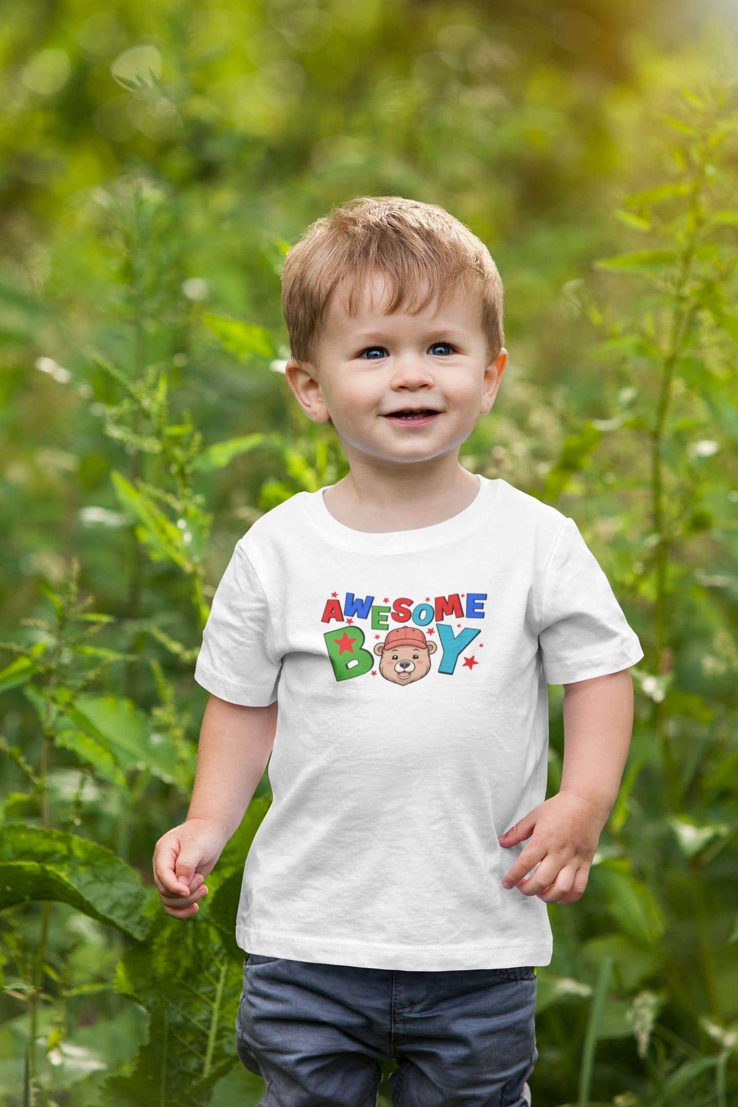 Awesome Boy Kids T-Shirt – Cartoon Bear Design #k3 - Psyque