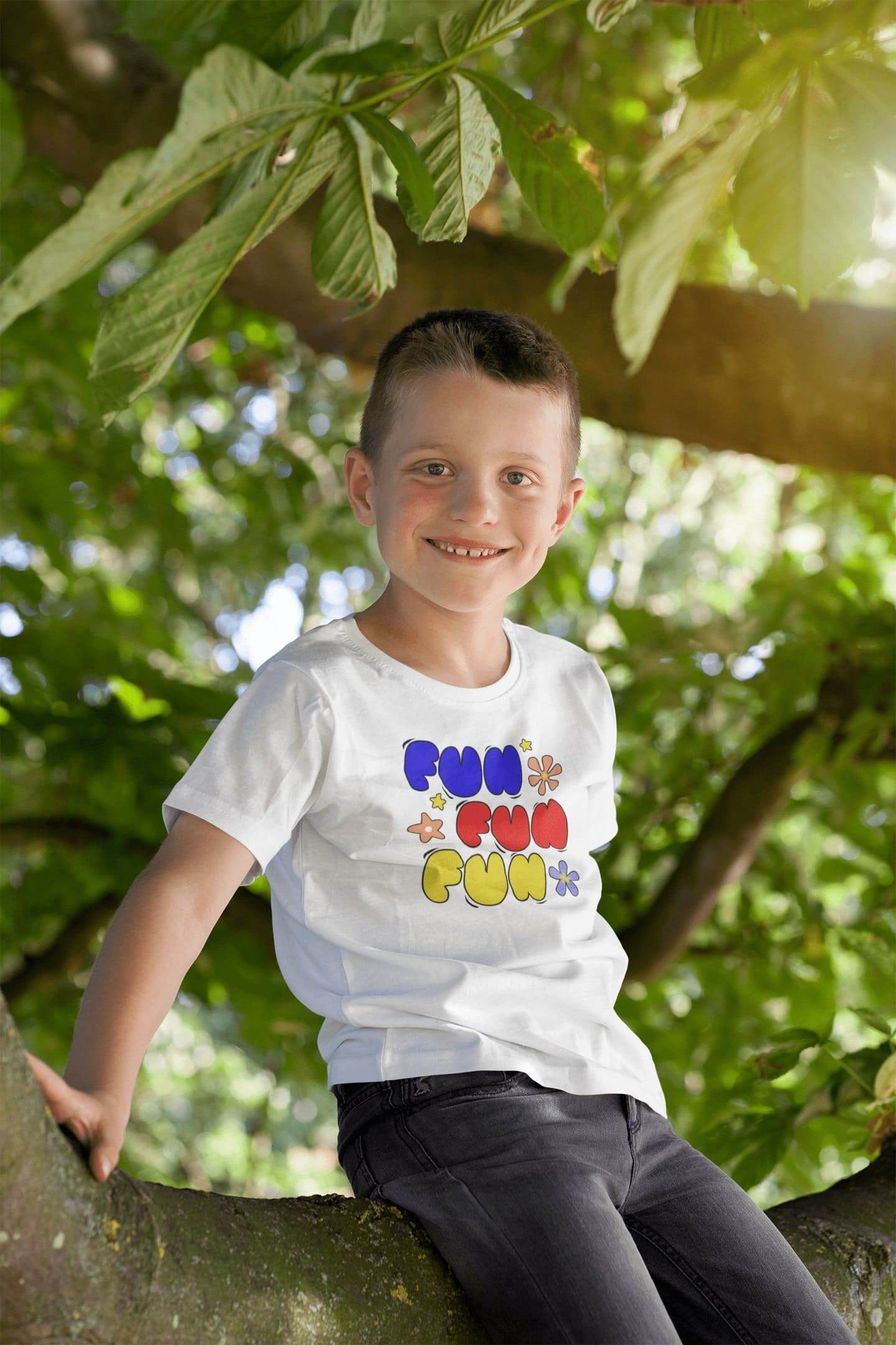 Fun Fun Fun Kids T-Shirt – Retro Rainbow Lettering Tee #k21 - Psyque