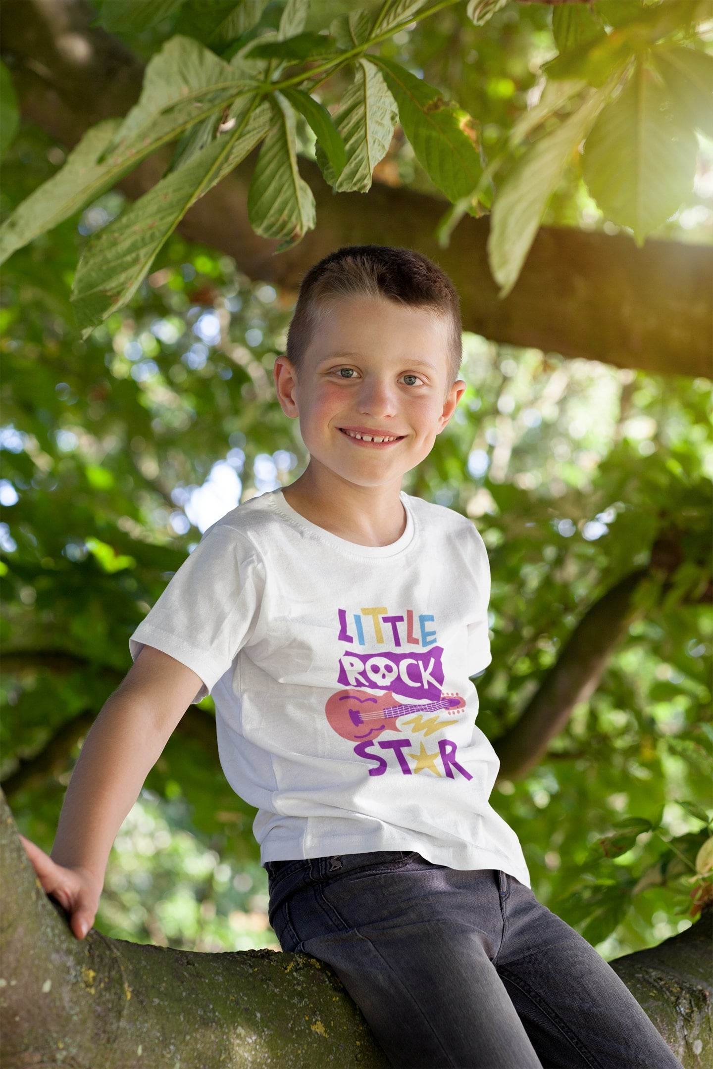 Little Rock Star Kids T-Shirt – Guitar Skull Graphic Tee #k11 - Psyque