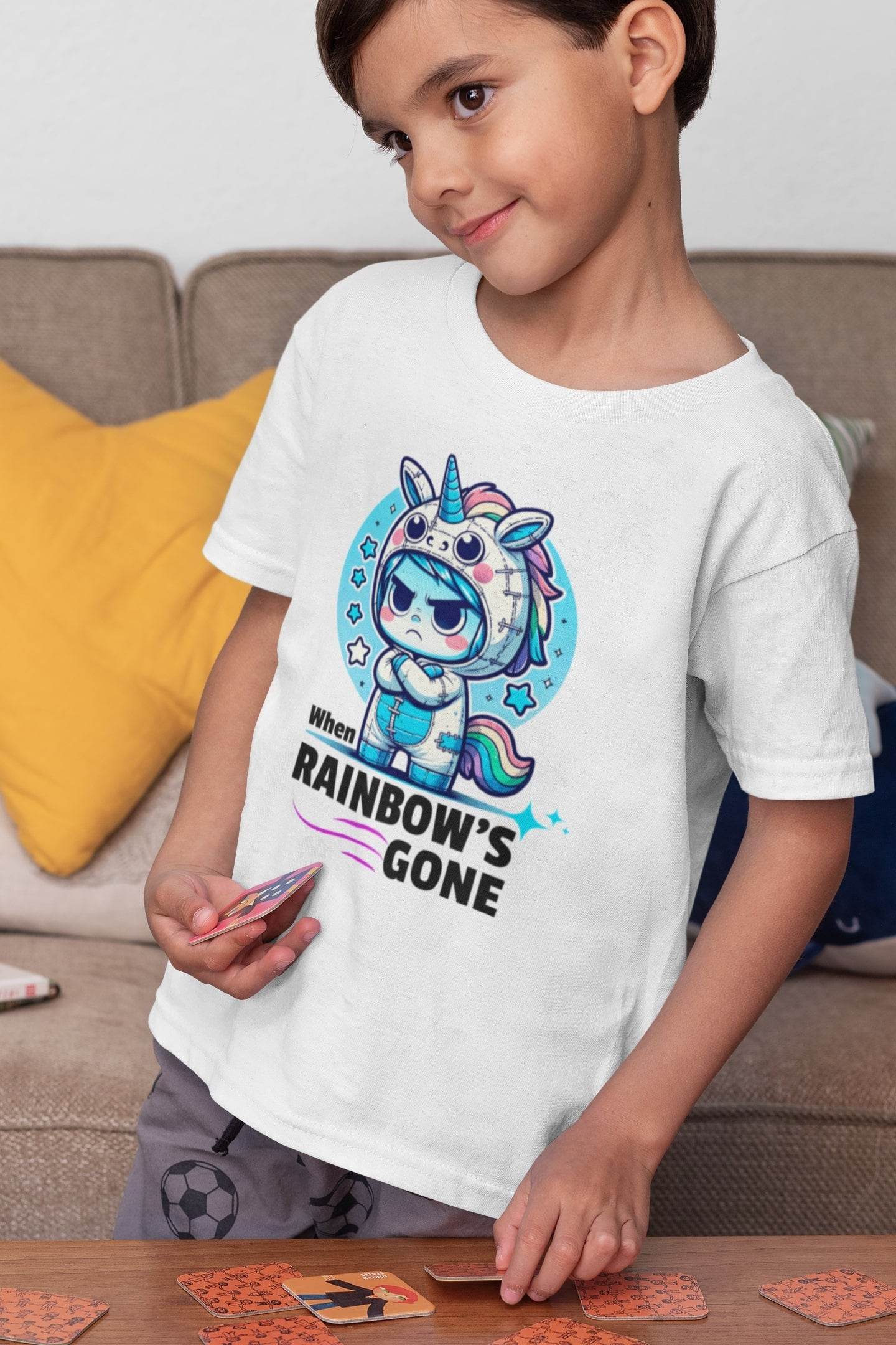 When Rainbows Gone Kids T-Shirt – Grumpy Unicorn Mood #k4 - Psyque