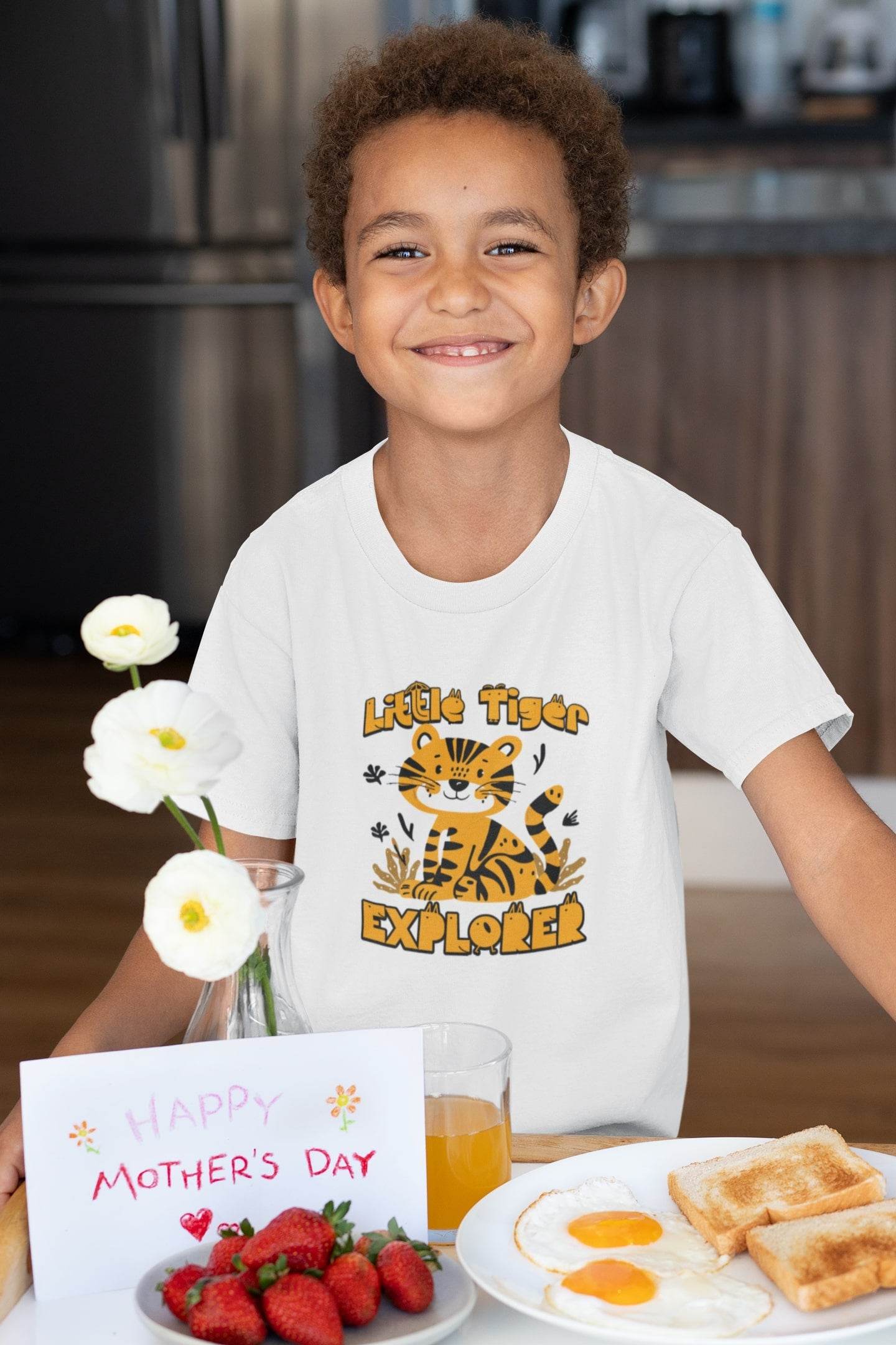 Little Tiger Explorer Kids T-Shirt – Jungle Animal Graphic Tee #k12 - Psyque