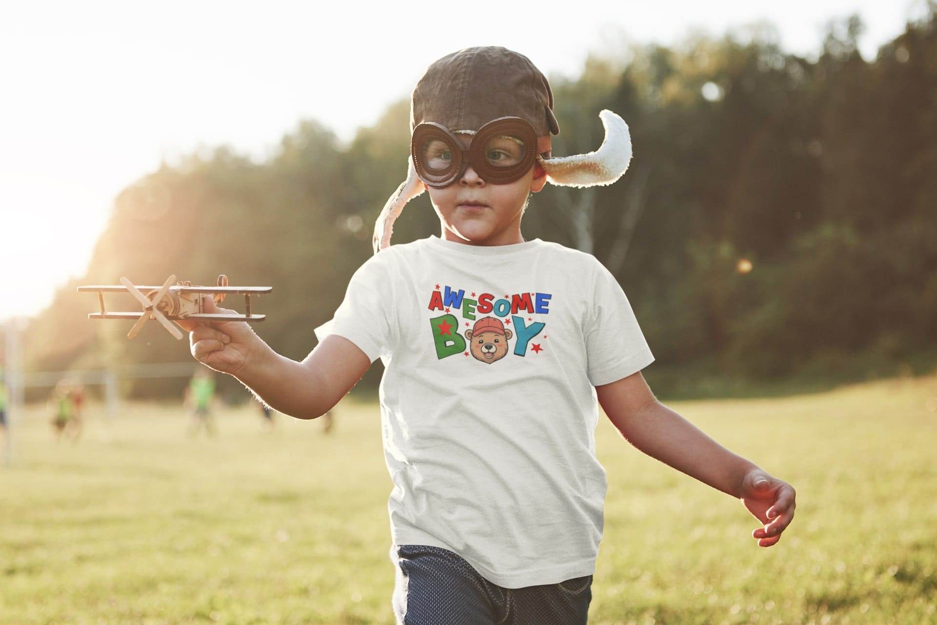 Awesome Boy Kids T-Shirt – Cartoon Bear Design #k3 - Psyque