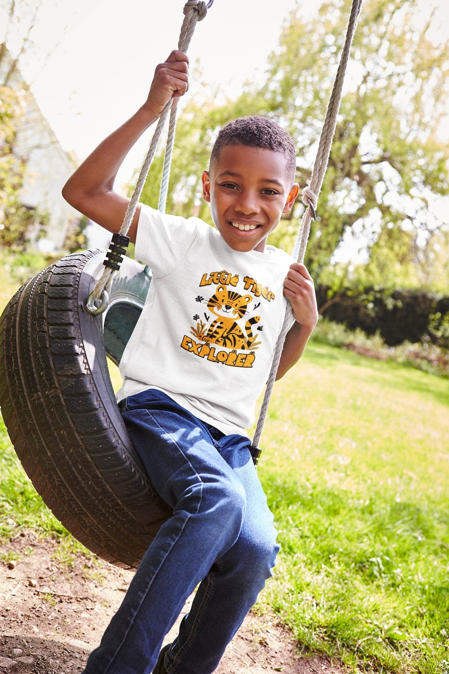 Little Tiger Explorer Kids T-Shirt – Jungle Animal Graphic Tee #k12 - Psyque