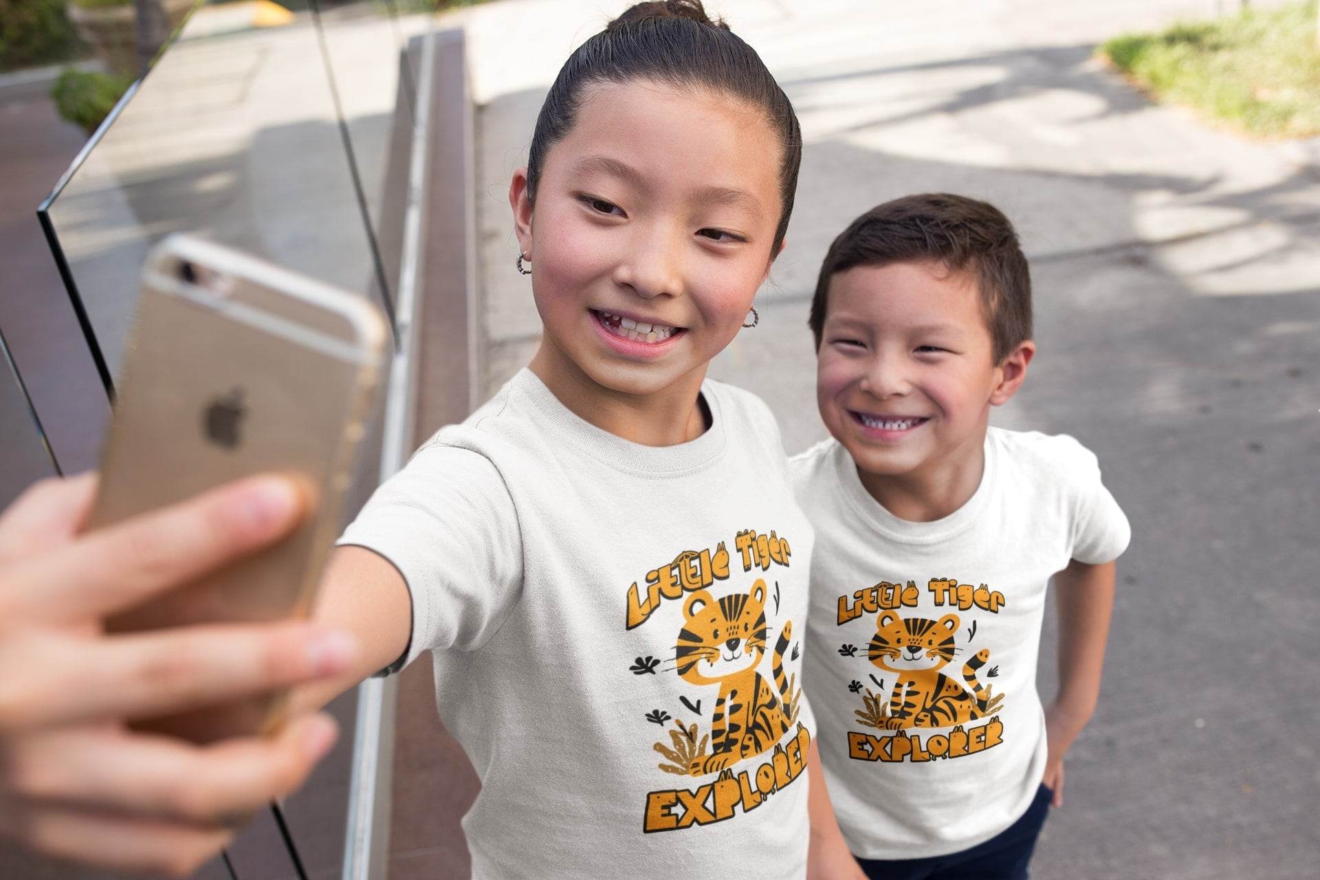 Little Tiger Explorer Kids T-Shirt – Jungle Animal Graphic Tee #k12 - Psyque