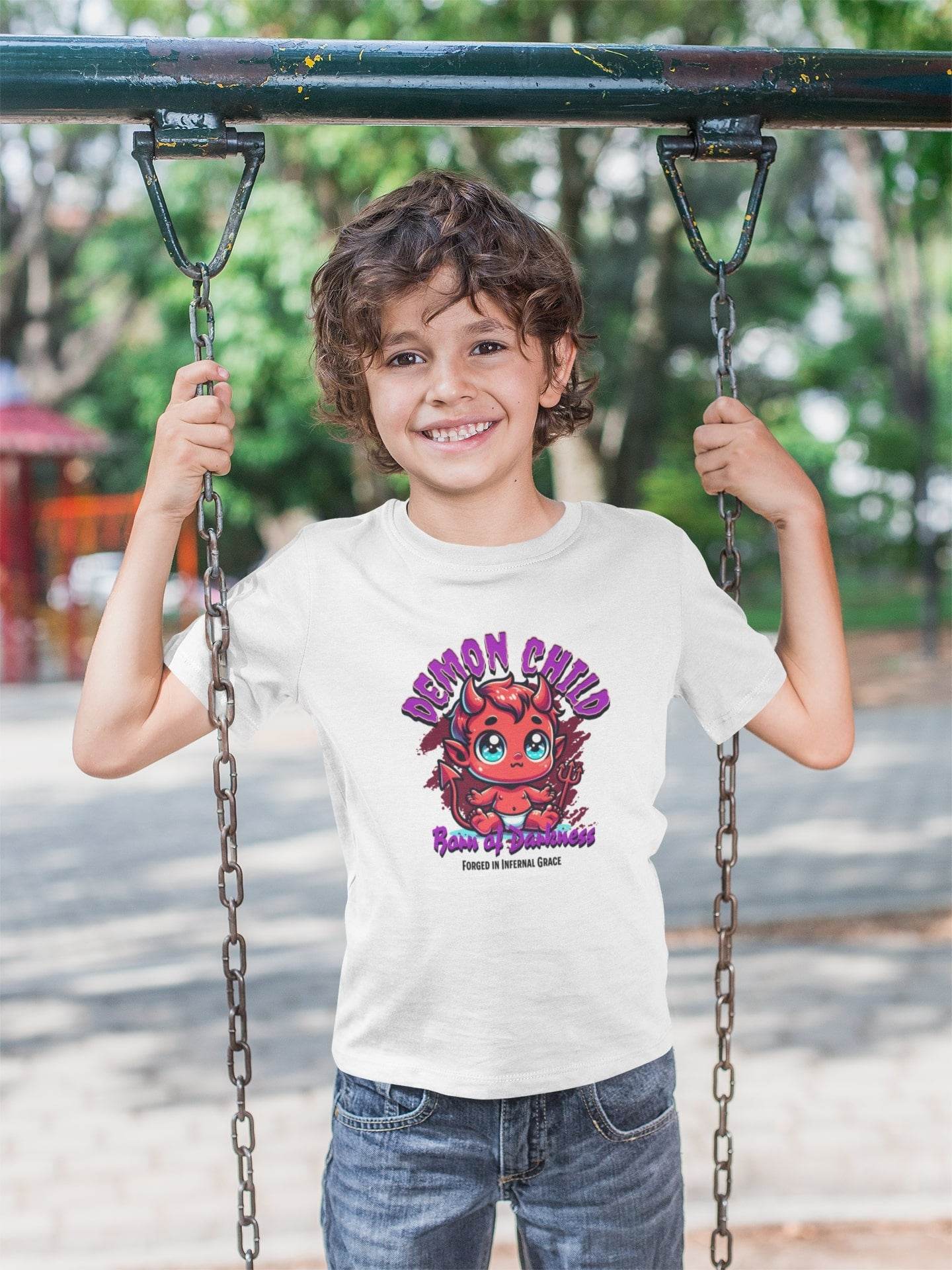 Demon Child Kids T-Shirt – Born of Darkness Cartoon Design #k17 - Psyque