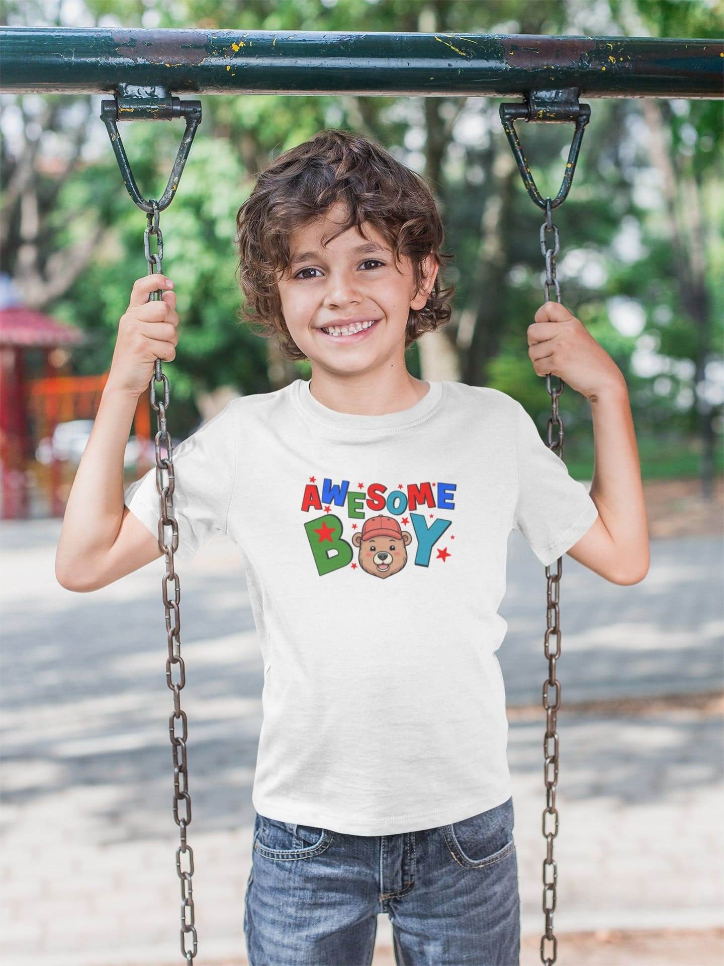 Awesome Boy Kids T-Shirt – Cartoon Bear Design #k3 - Psyque