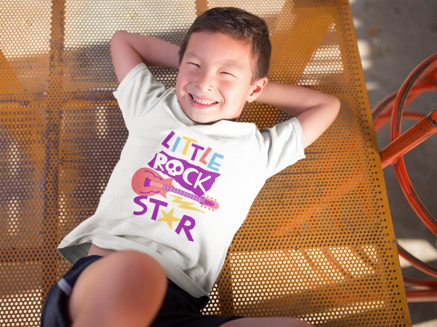 Little Rock Star Kids T-Shirt – Guitar Skull Graphic Tee #k11 - Psyque