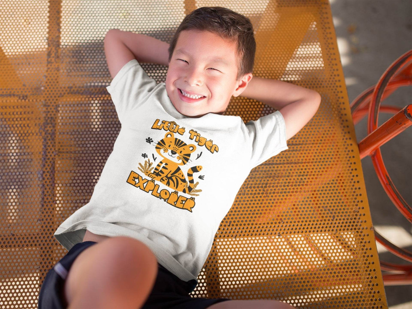 Little Tiger Explorer Kids T-Shirt – Jungle Animal Graphic Tee #k12 - Psyque