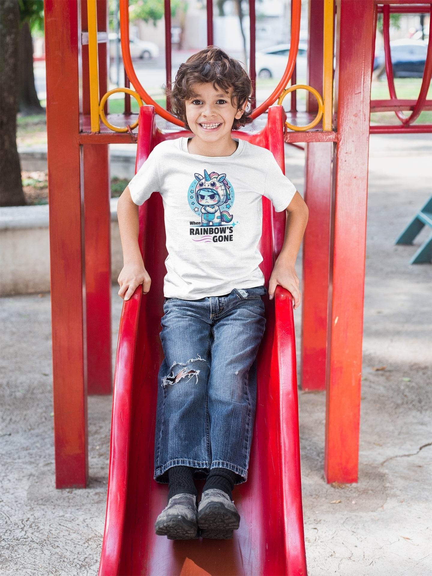When Rainbows Gone Kids T-Shirt – Grumpy Unicorn Mood #k4 - Psyque
