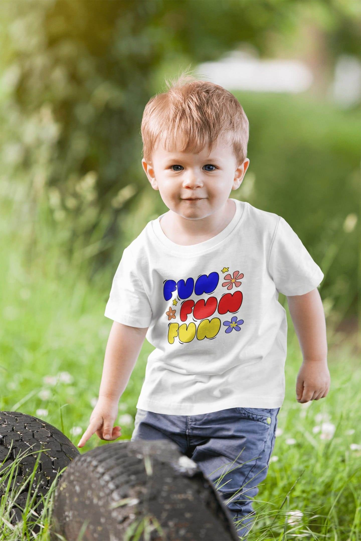 Fun Fun Fun Kids T-Shirt – Retro Rainbow Lettering Tee #k21 - Psyque