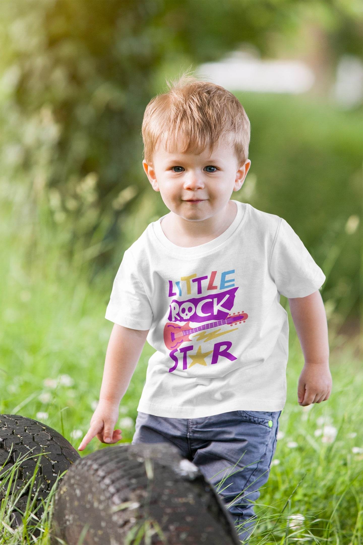 Little Rock Star Kids T-Shirt – Guitar Skull Graphic Tee #k11 - Psyque