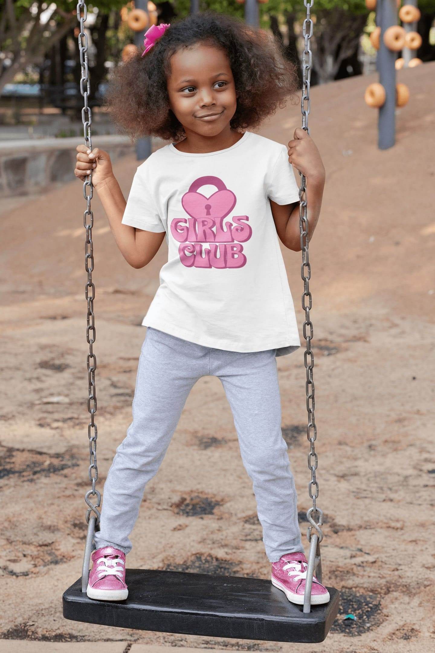 Girls Club Kids T-Shirt – Retro Pink Heart Lock Design #k22 - Psyque