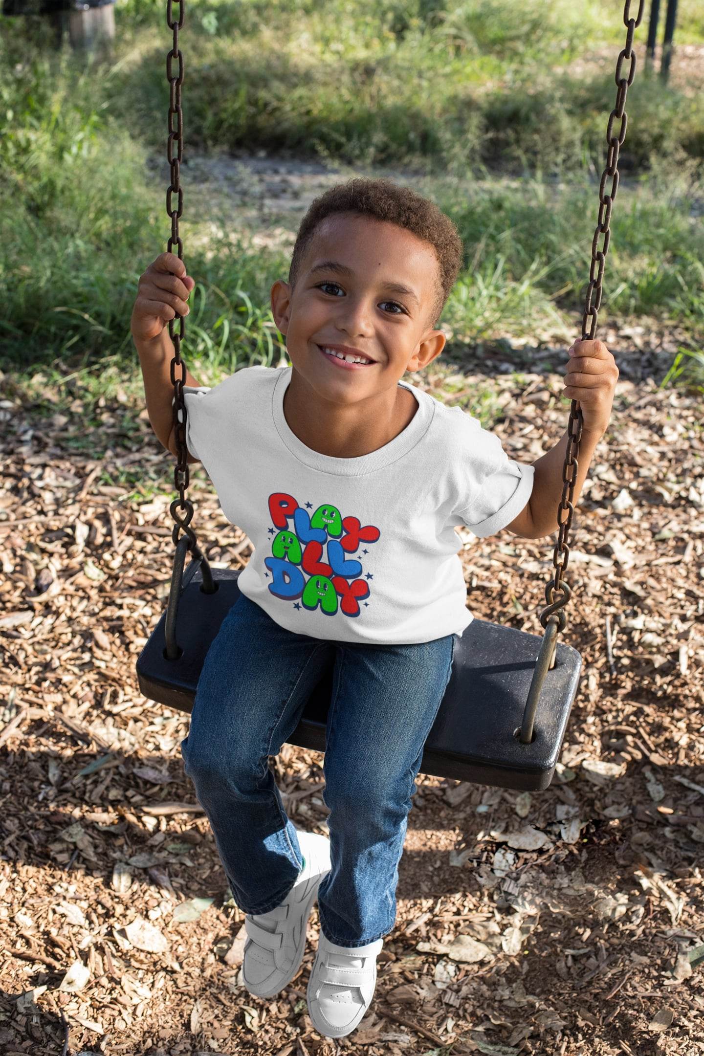 Play All Day Kids T-Shirt – Colorful Fun Graphic Tee #k8 - Psyque