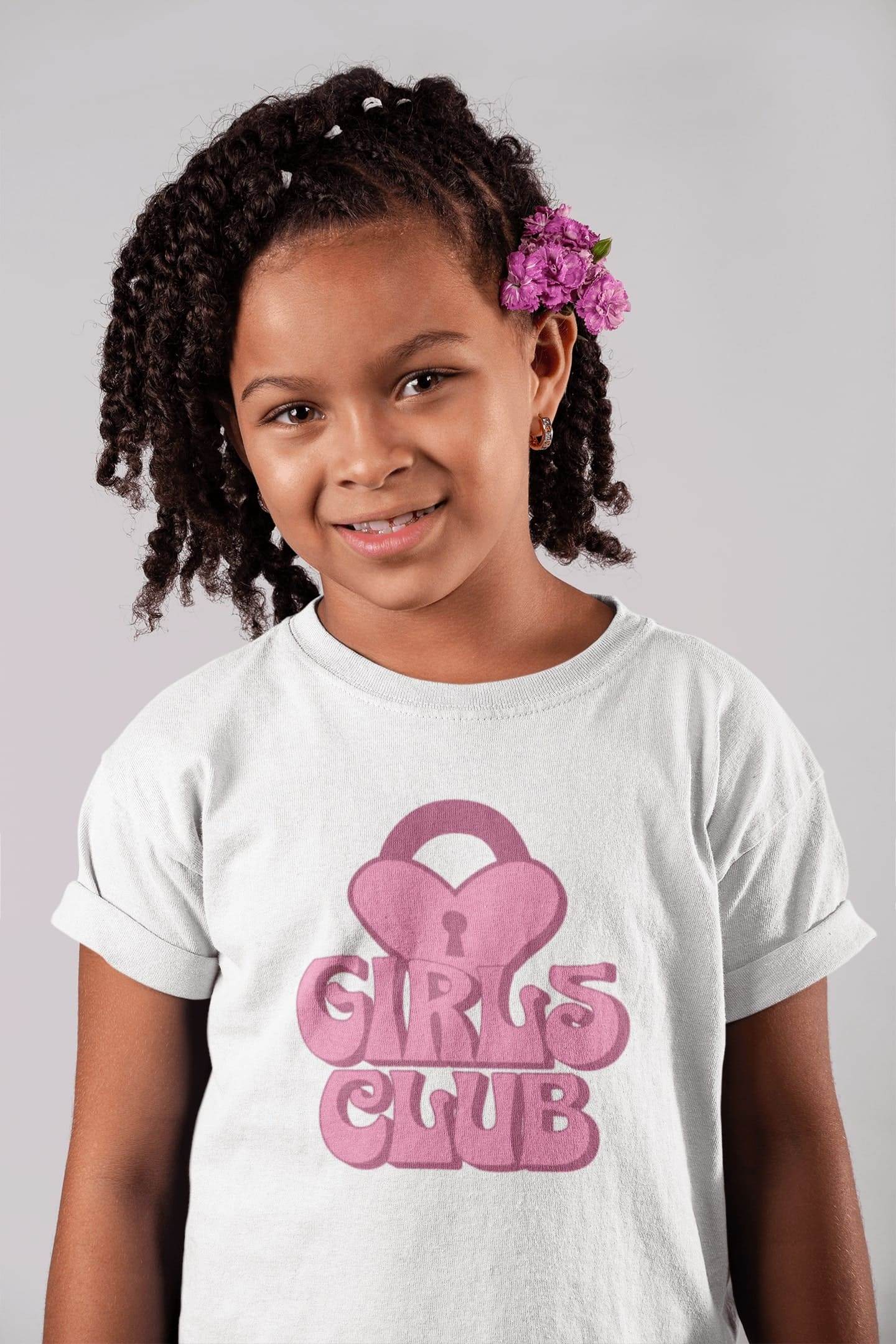 Girls Club Kids T-Shirt – Retro Pink Heart Lock Design #k22 - Psyque