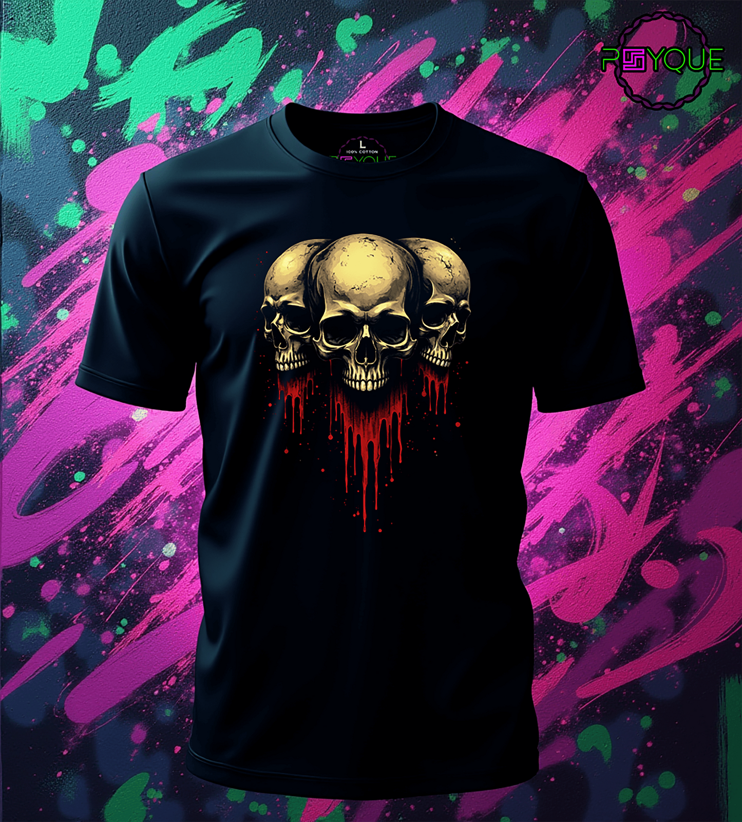 Blood Ritual – Triple Skull T-shirt #s1 - Psyque