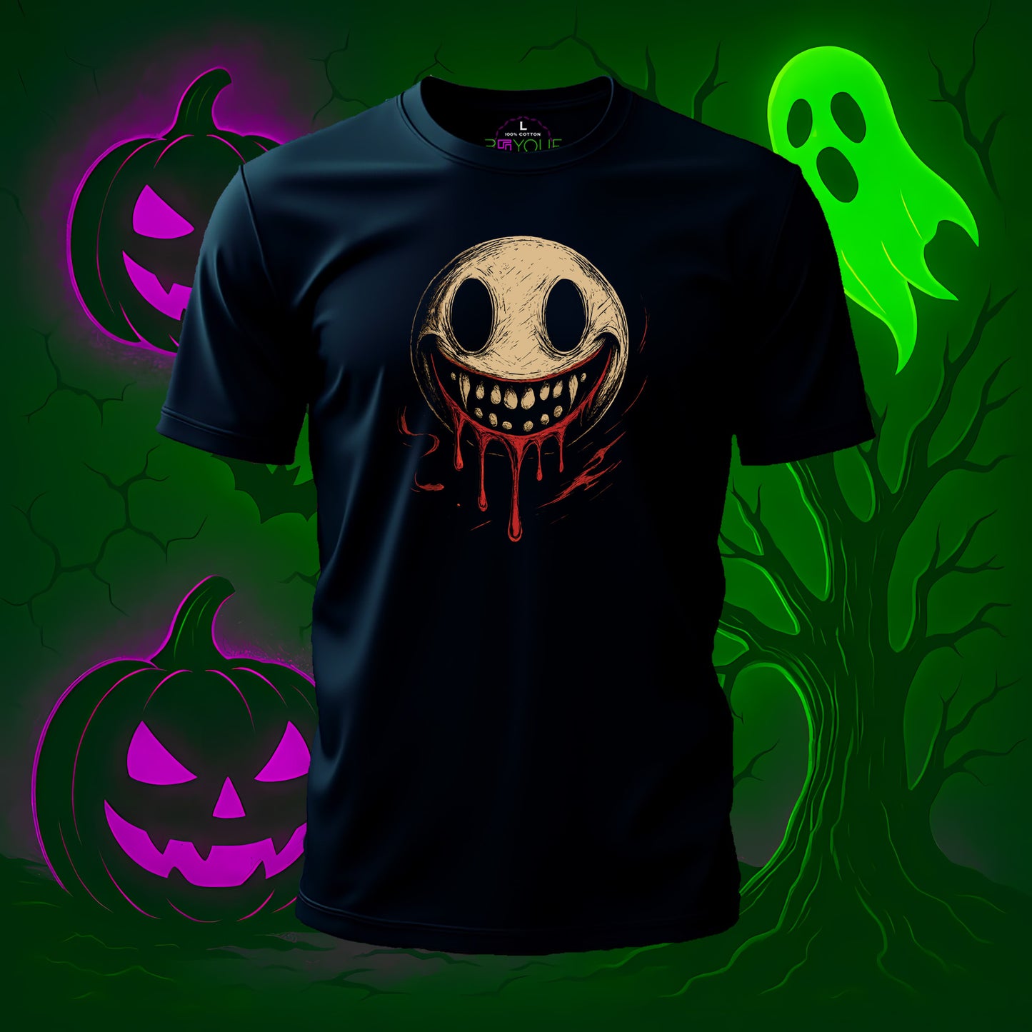 Creepy Smiley Face Halloween T-Shirt #hl14