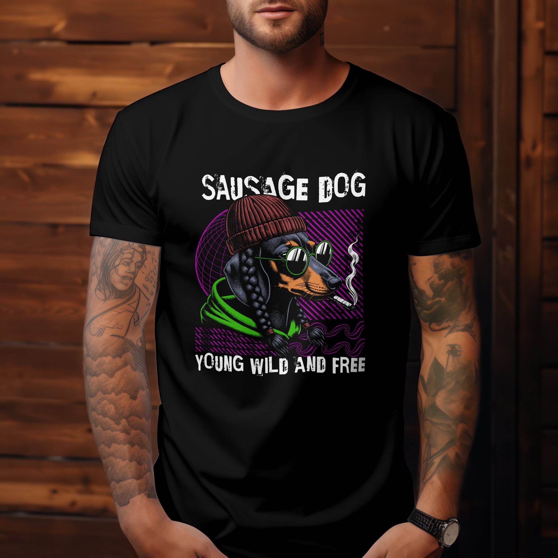 Sausage Dog – Young, Wild & Free T-shirt #ad4 - Psyque
