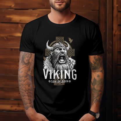 Viking Son of Odin T-Shirt Wiking Helmet Cross Tshirt Norse Valhalla Tee #wv1 - Psyque