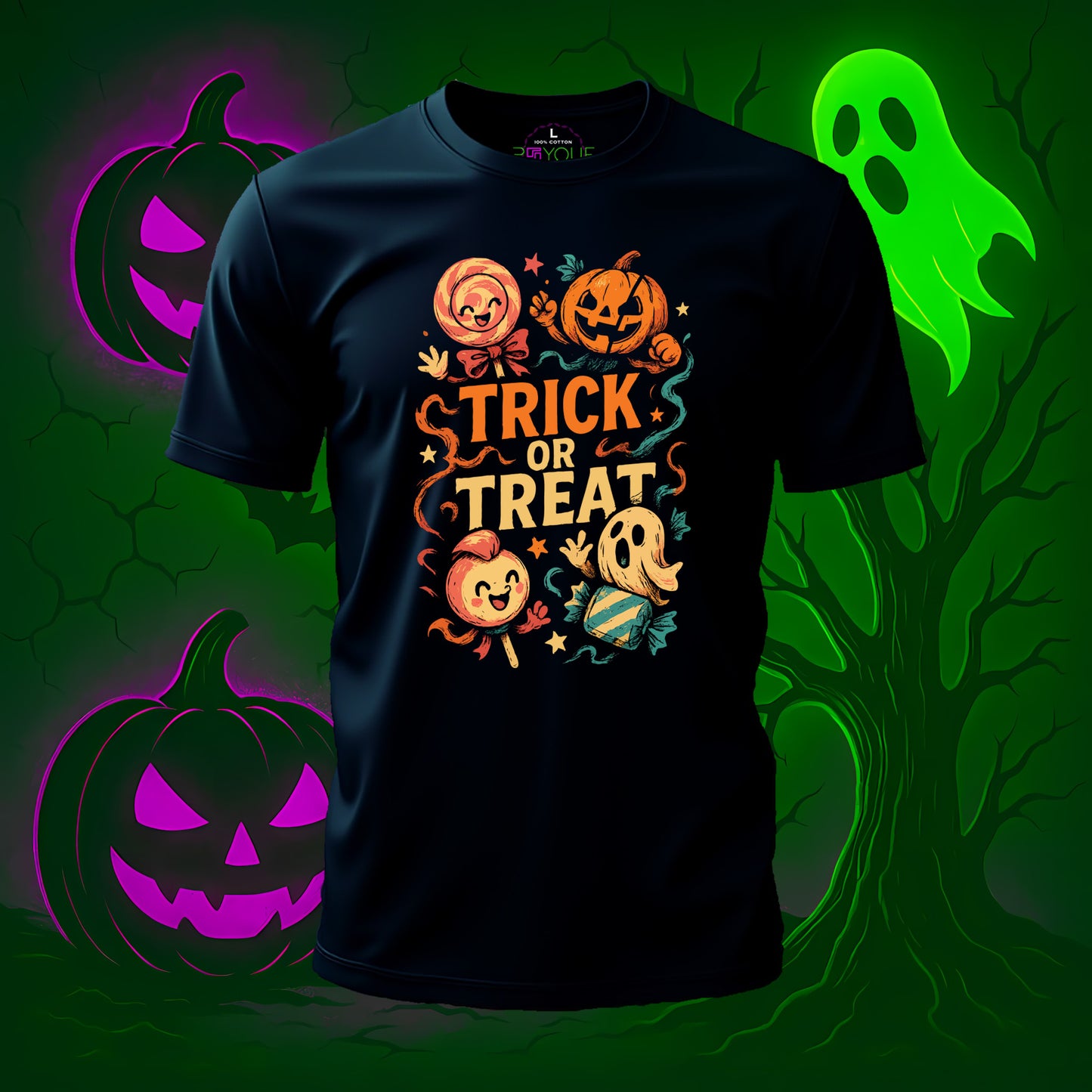 Trick or Treat Glow Halloween T-Shirt #hl4