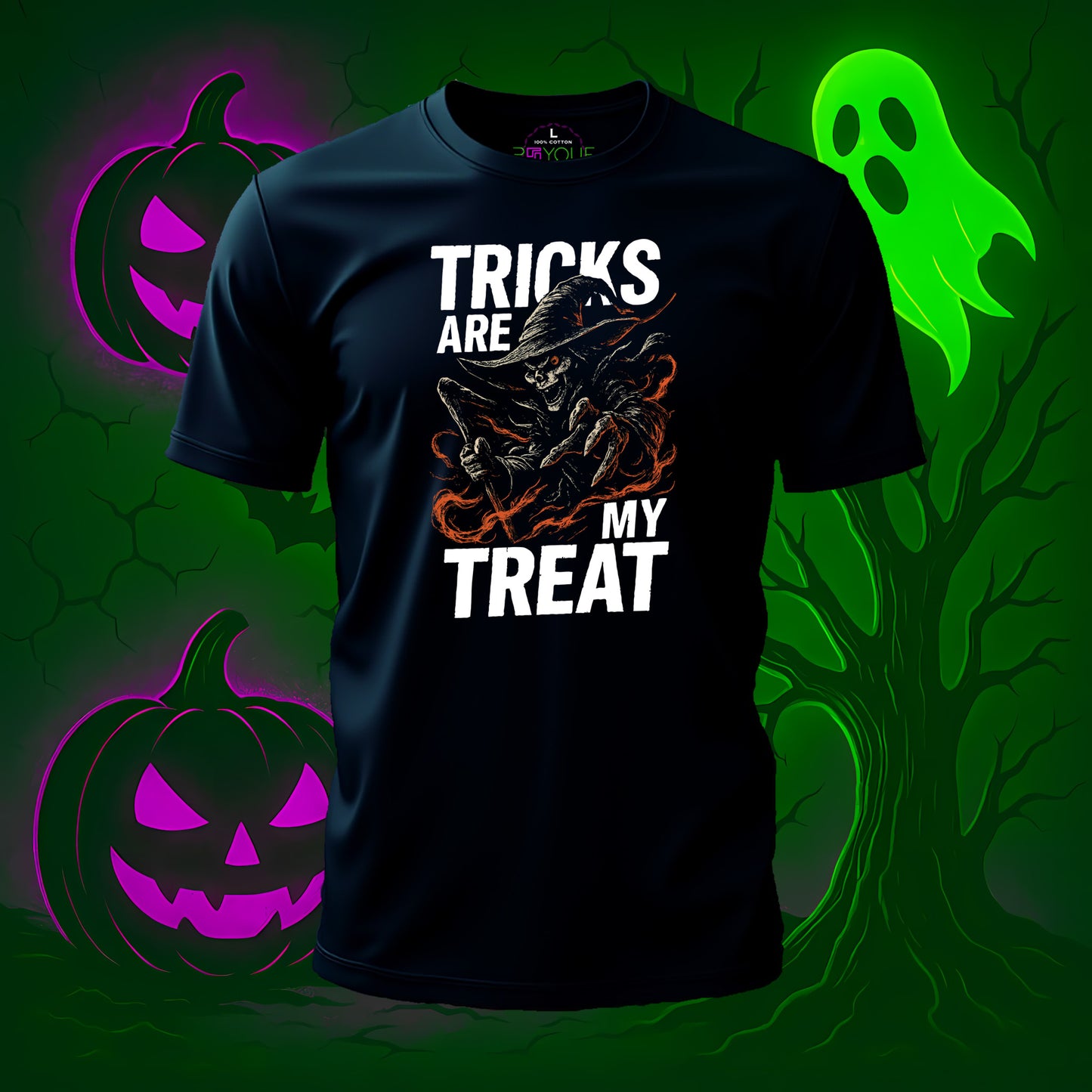 Tricks Are My Treat Halloween Witch T-Shirt #hl16