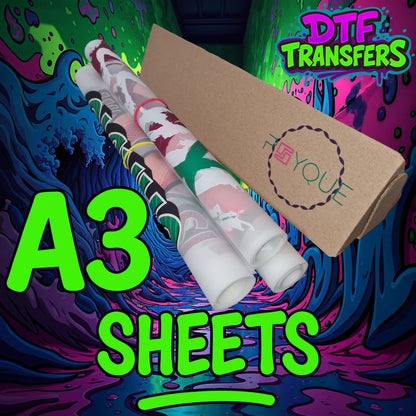 A3 DTF Transfer Sheets - Hot Instant Peel Direct to Film
