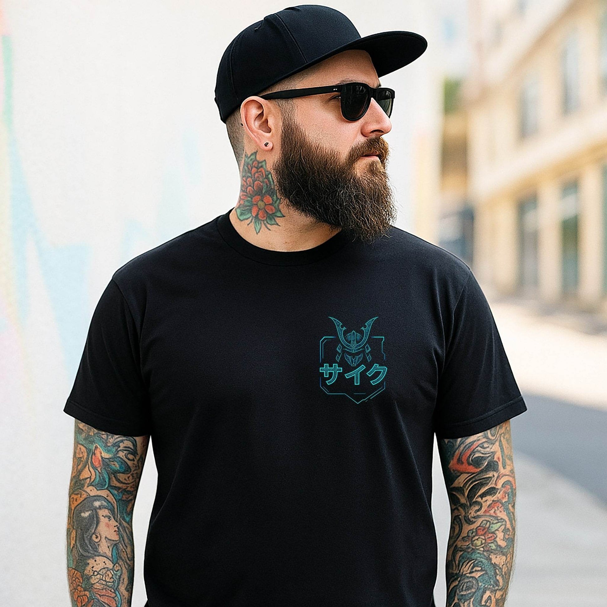 Glitchwire Shogun – Cyber Samurai Blueprint Tee #jp15 - Psyque