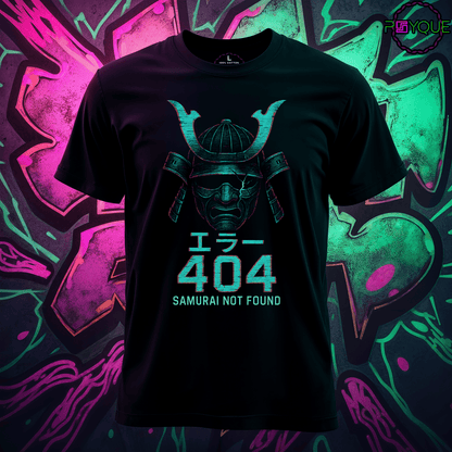 404: Samurai Not Found – Glitchcore Warrior T-Shirt #jp3 - Psyque