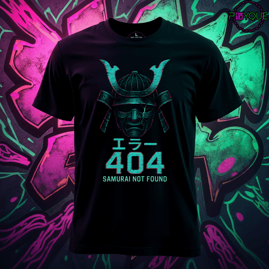 404: Samurai Not Found – Glitchcore Warrior T-Shirt #jp3 - Psyque