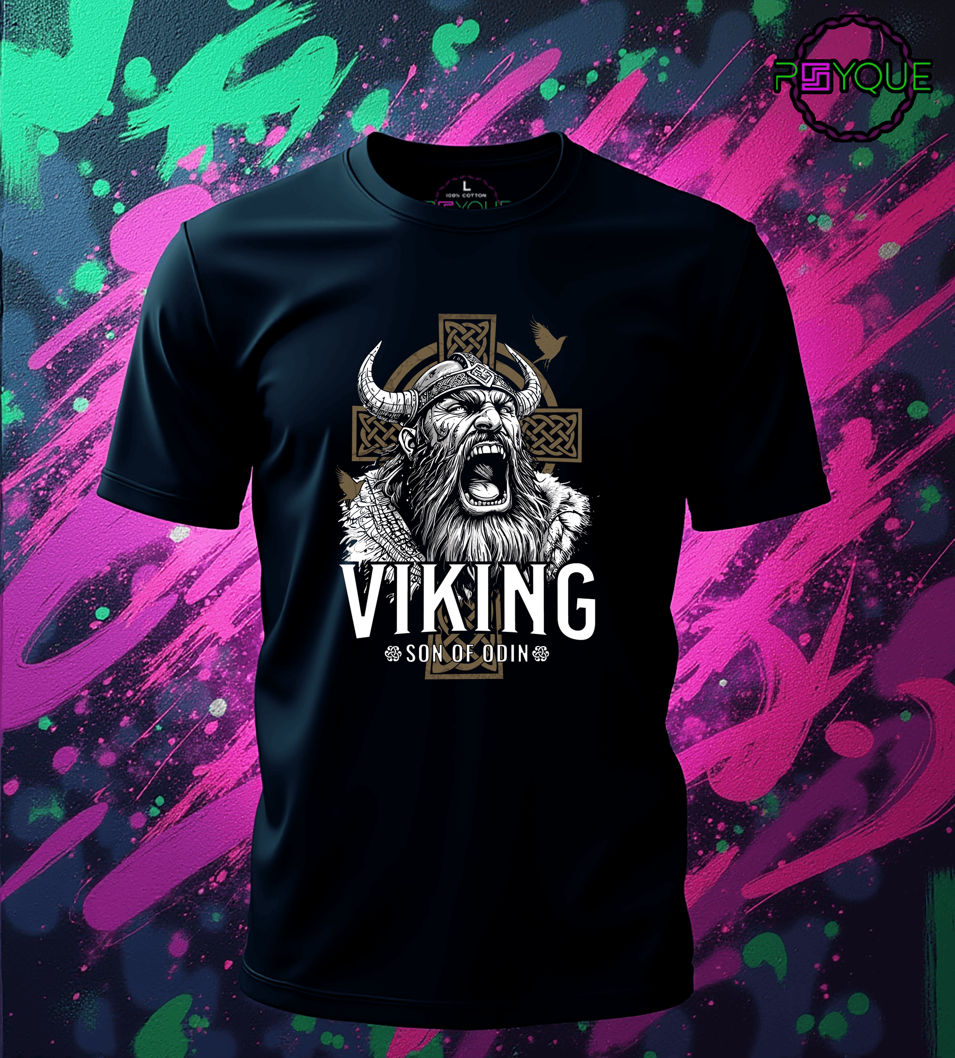 Viking Son of Odin T-Shirt Wiking Helmet Cross Tshirt Norse Valhalla Tee #wv1 - Psyque