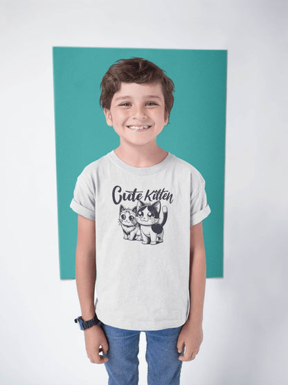 Cute Kitten Kids T-Shirt – Manga Style Cat Duo Graphic #k20 - Psyque