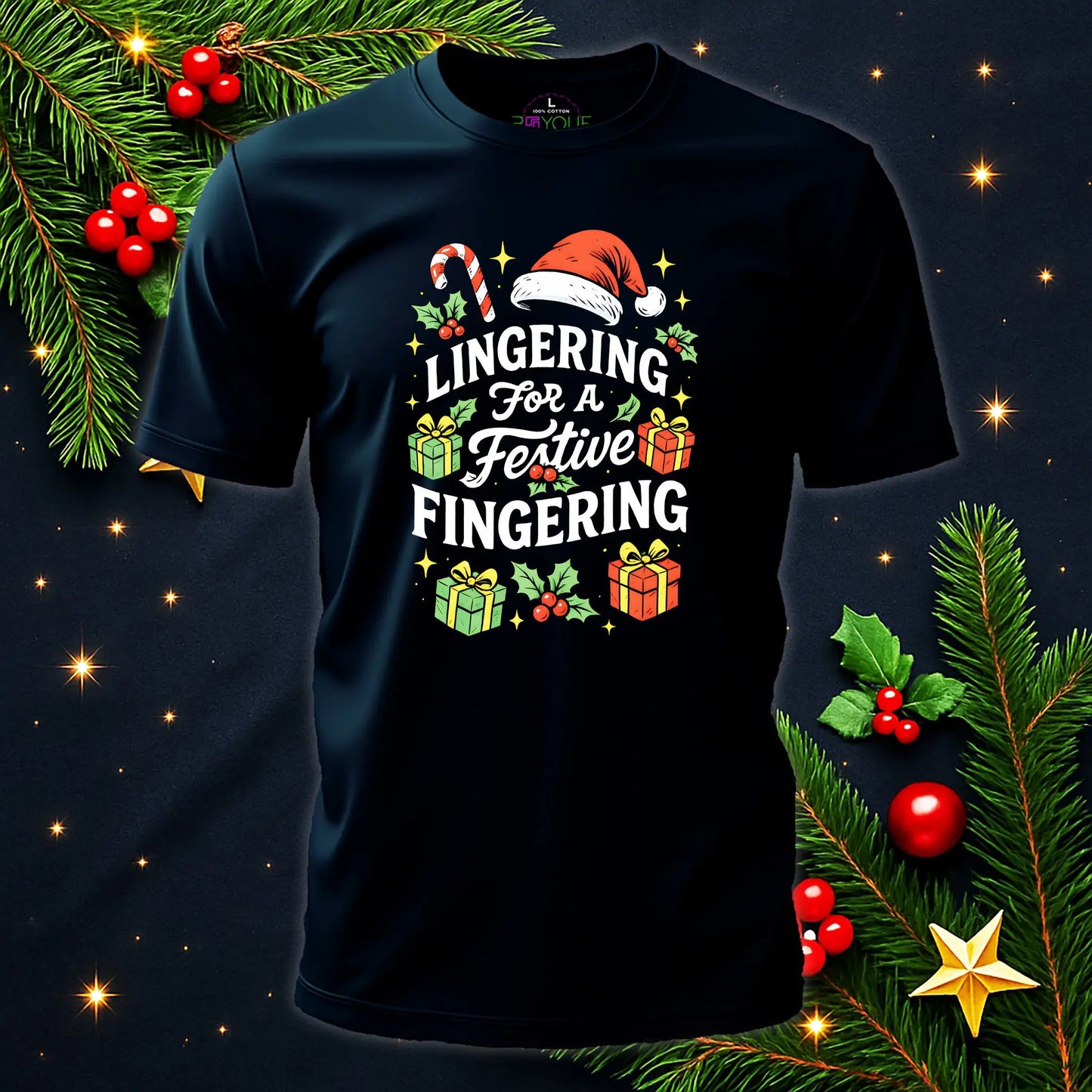 Lingering For a Festive Fingering – Naughty Christmas T-Shirt #xm7
